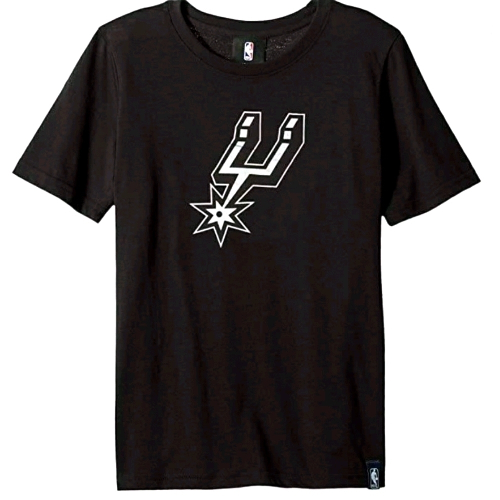 San Antonio Spurs Black Logo Short Sleeved T-Shirt